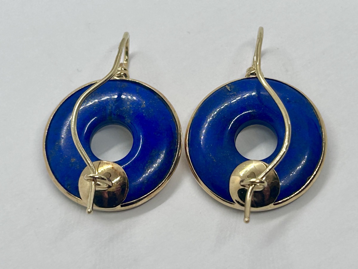 Boucles d’oreille en or 18 carats et lapis lazuli motif étoilé-photo-1