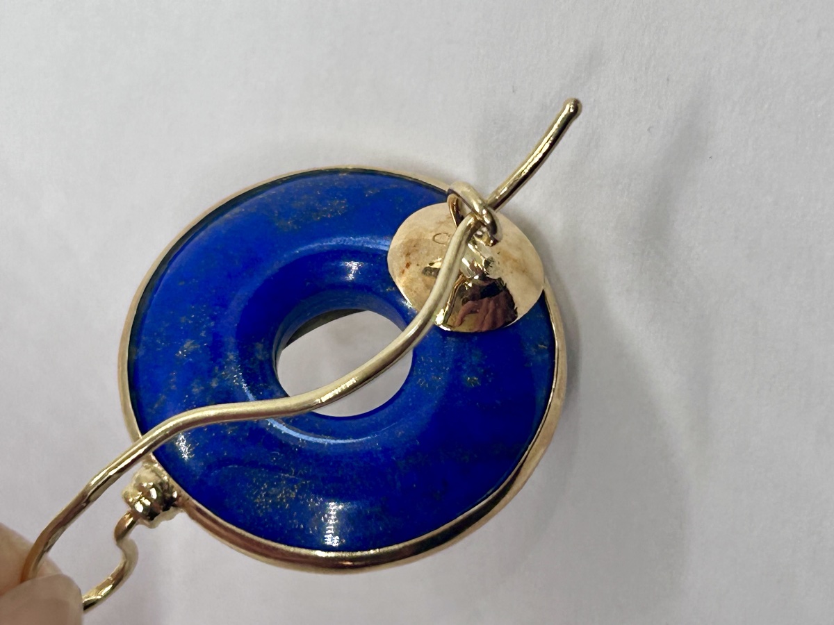 Boucles d’oreille en or 18 carats et lapis lazuli motif étoilé-photo-2