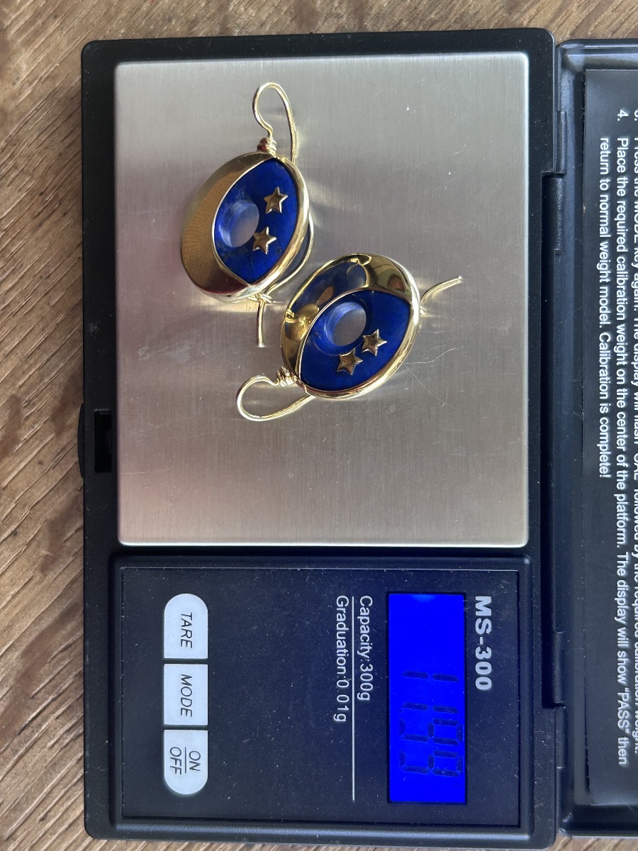 Boucles d’oreille en or 18 carats et lapis lazuli motif étoilé-photo-6
