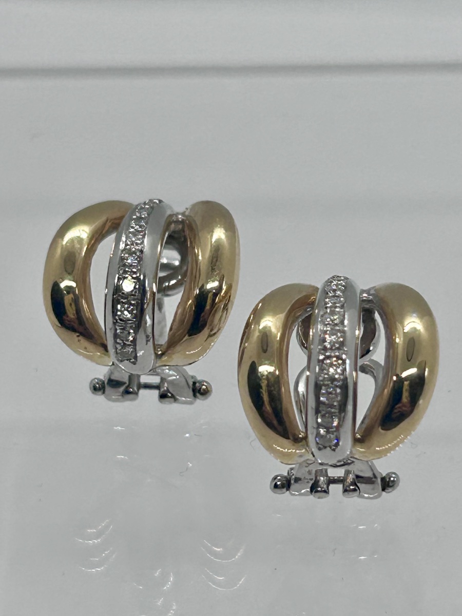 Boucles d’oreilles en ors 18 carats pavées de diamants -photo-8