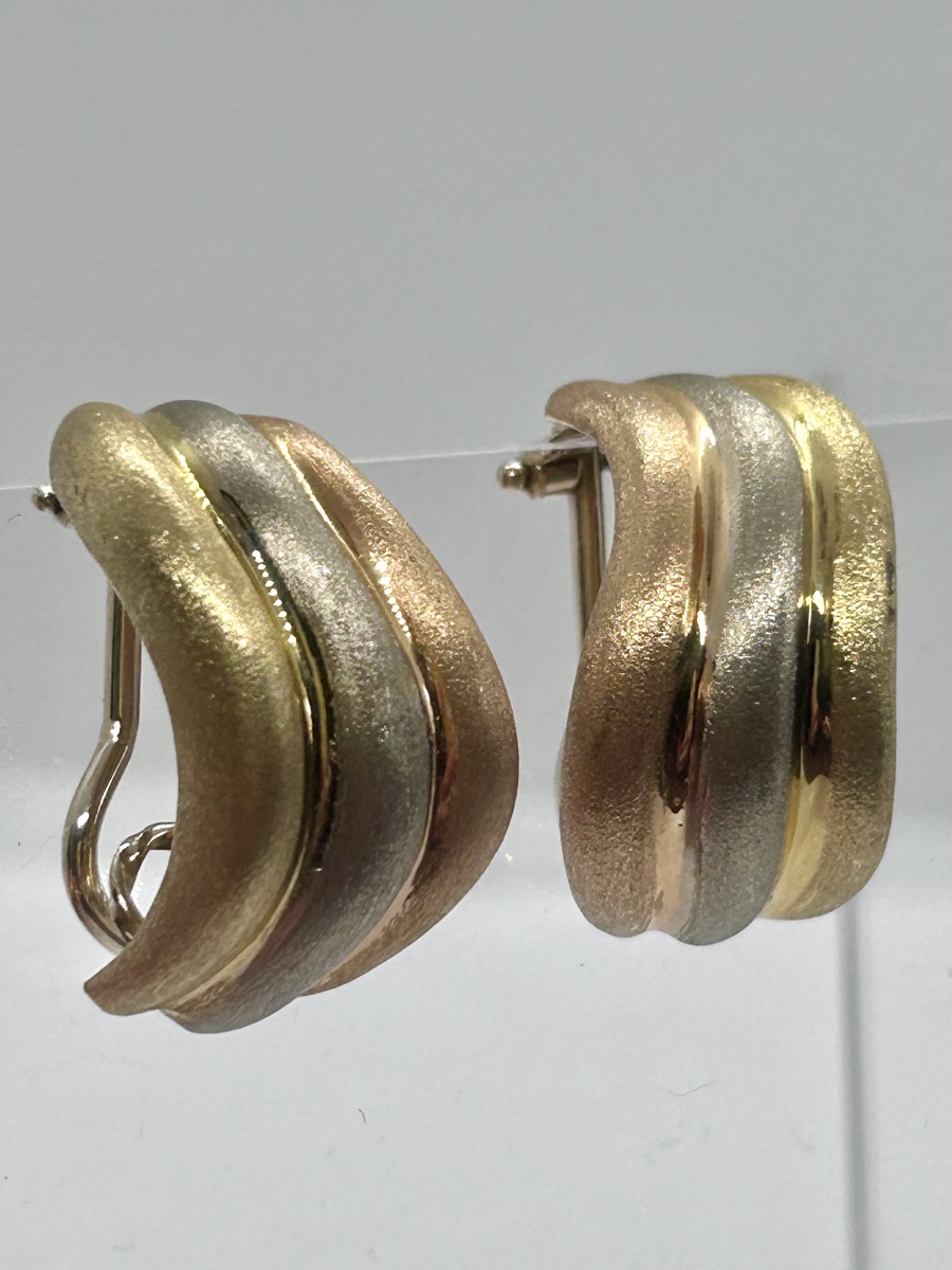 18-karat Brushed Gold (yellow, White, And Rose) Clip-on Earrings -photo-4
