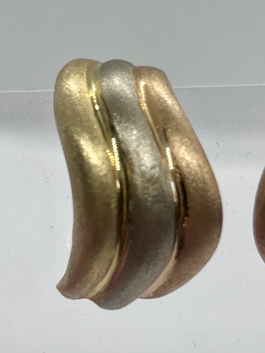 18-karat Brushed Gold (yellow, White, And Rose) Clip-on Earrings -photo-1