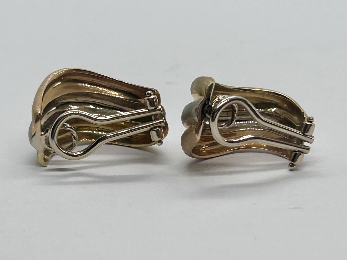 18-karat Brushed Gold (yellow, White, And Rose) Clip-on Earrings -photo-5