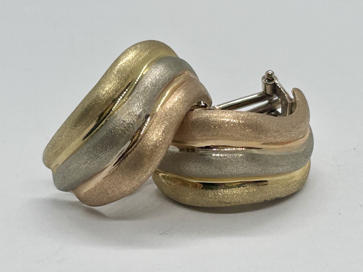 18-karat Brushed Gold (yellow, White, And Rose) Clip-on Earrings 