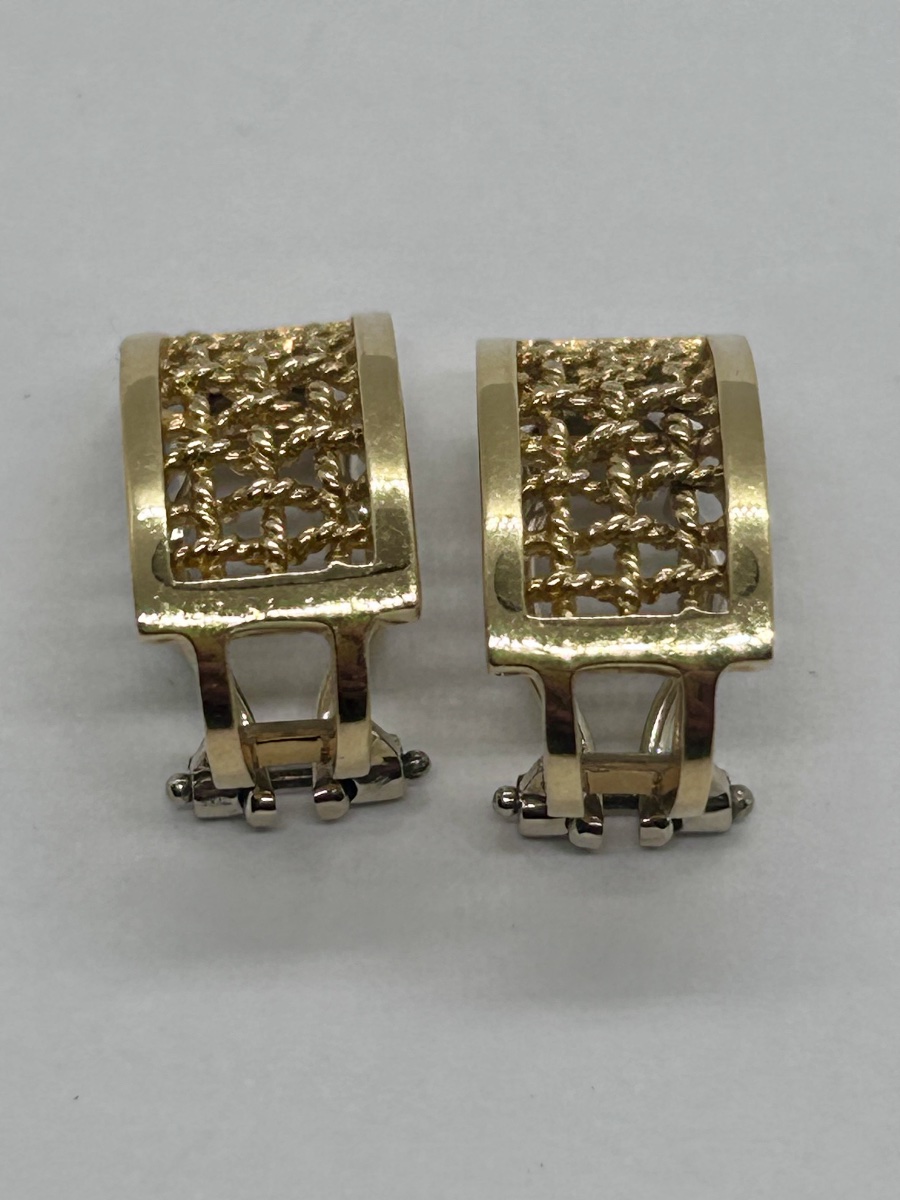 18-karat Gold Half-hoop Earrings With An Openwork Design-photo-4
