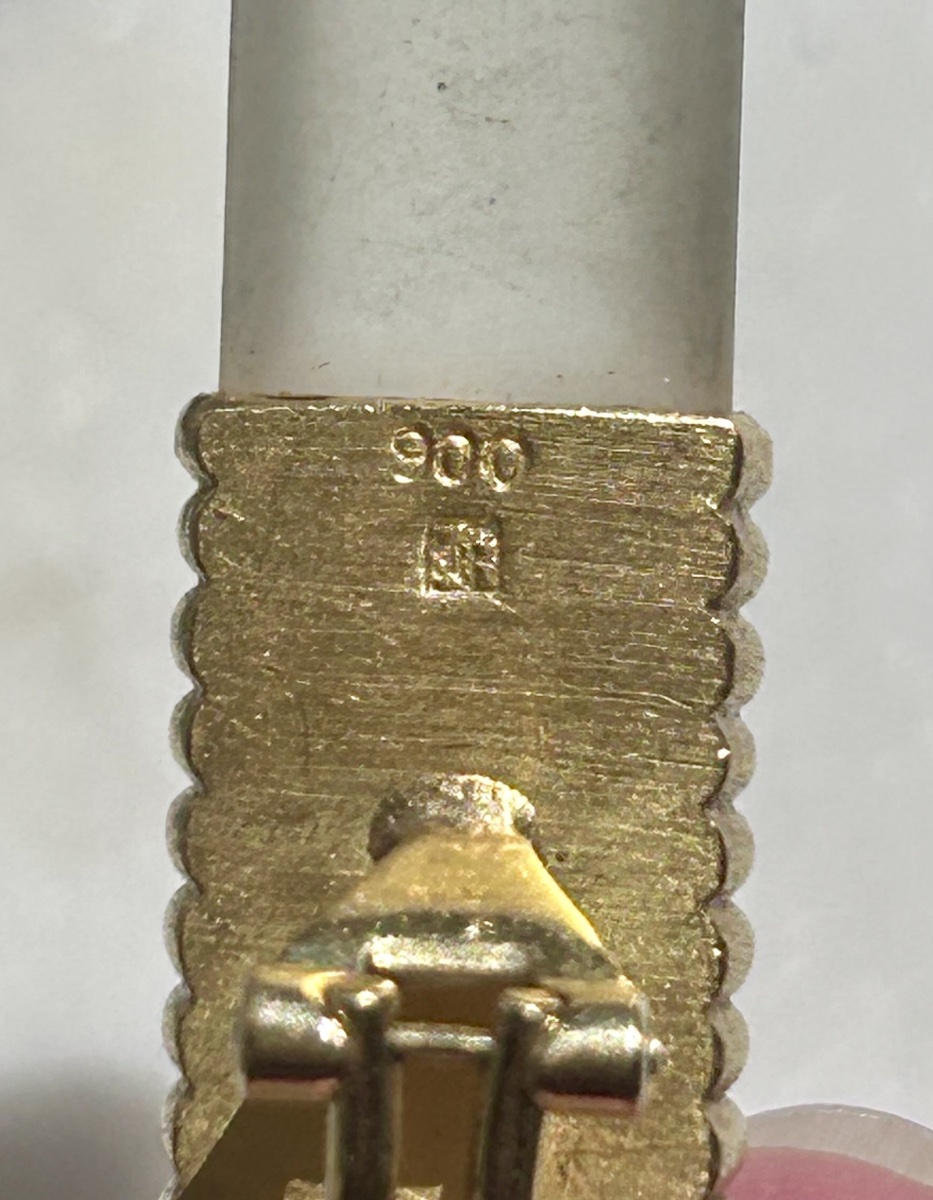 22-karat Gold Clip-on Earrings With Sandblasted Glass-photo-3