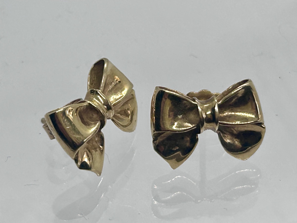 18-karat Gold Art Deco Bow Earrings-photo-2