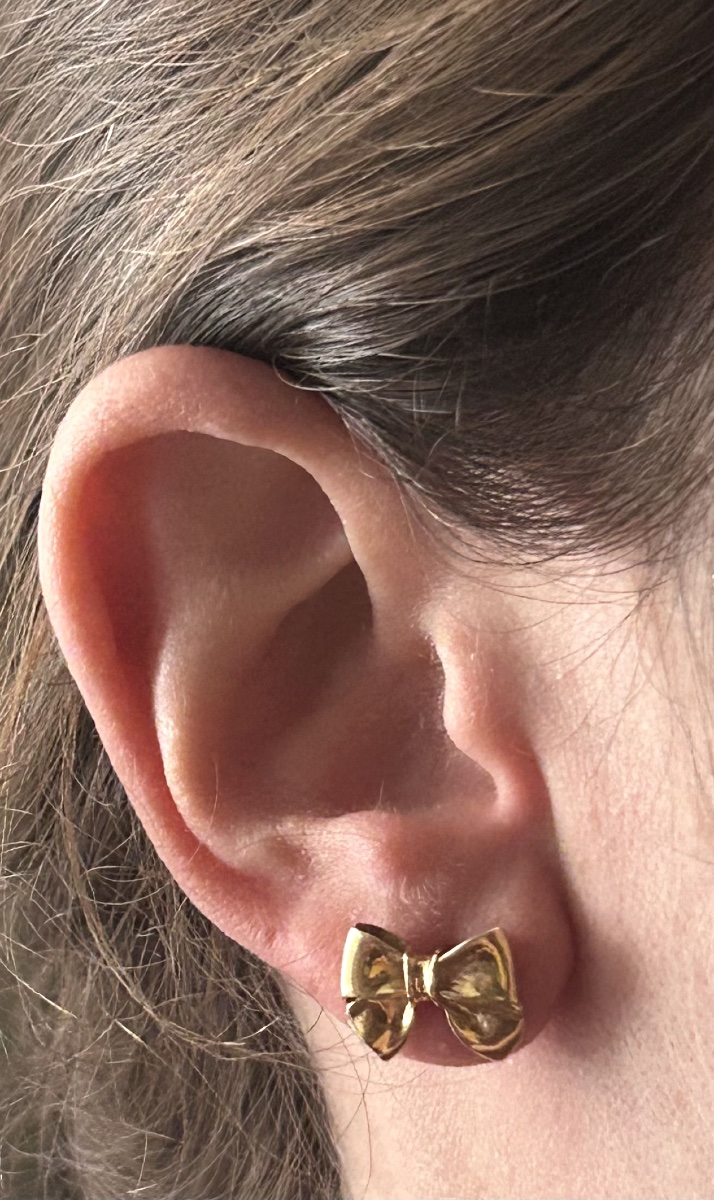 18-karat Gold Art Deco Bow Earrings-photo-3