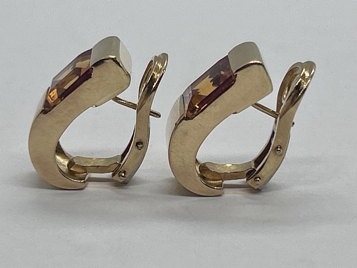 Boucles d’oreille à clips « tank » en or 18 carats ornées de citrines-photo-4