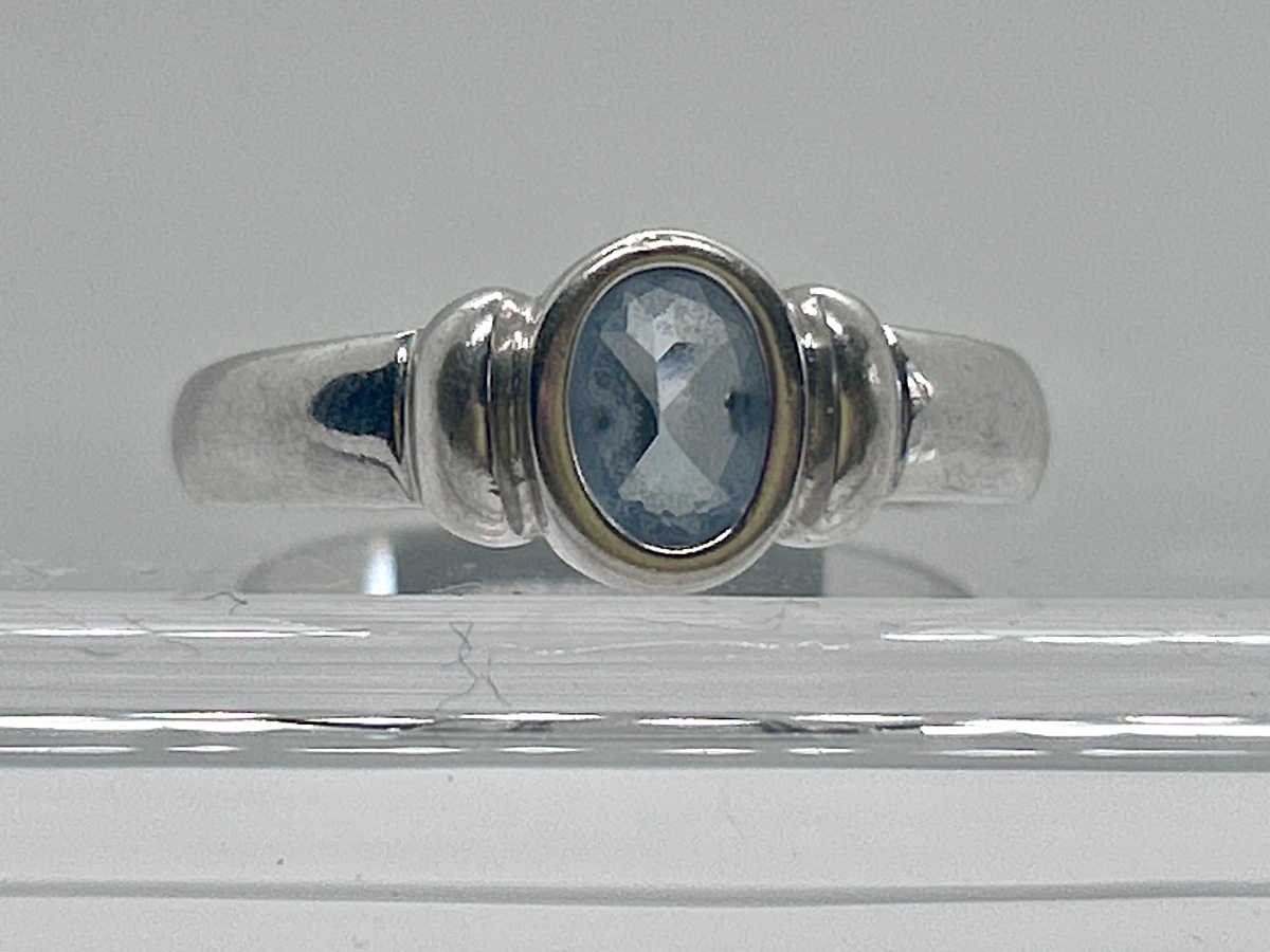 Bague en or blanc 18 carats et topaze bleue-photo-2