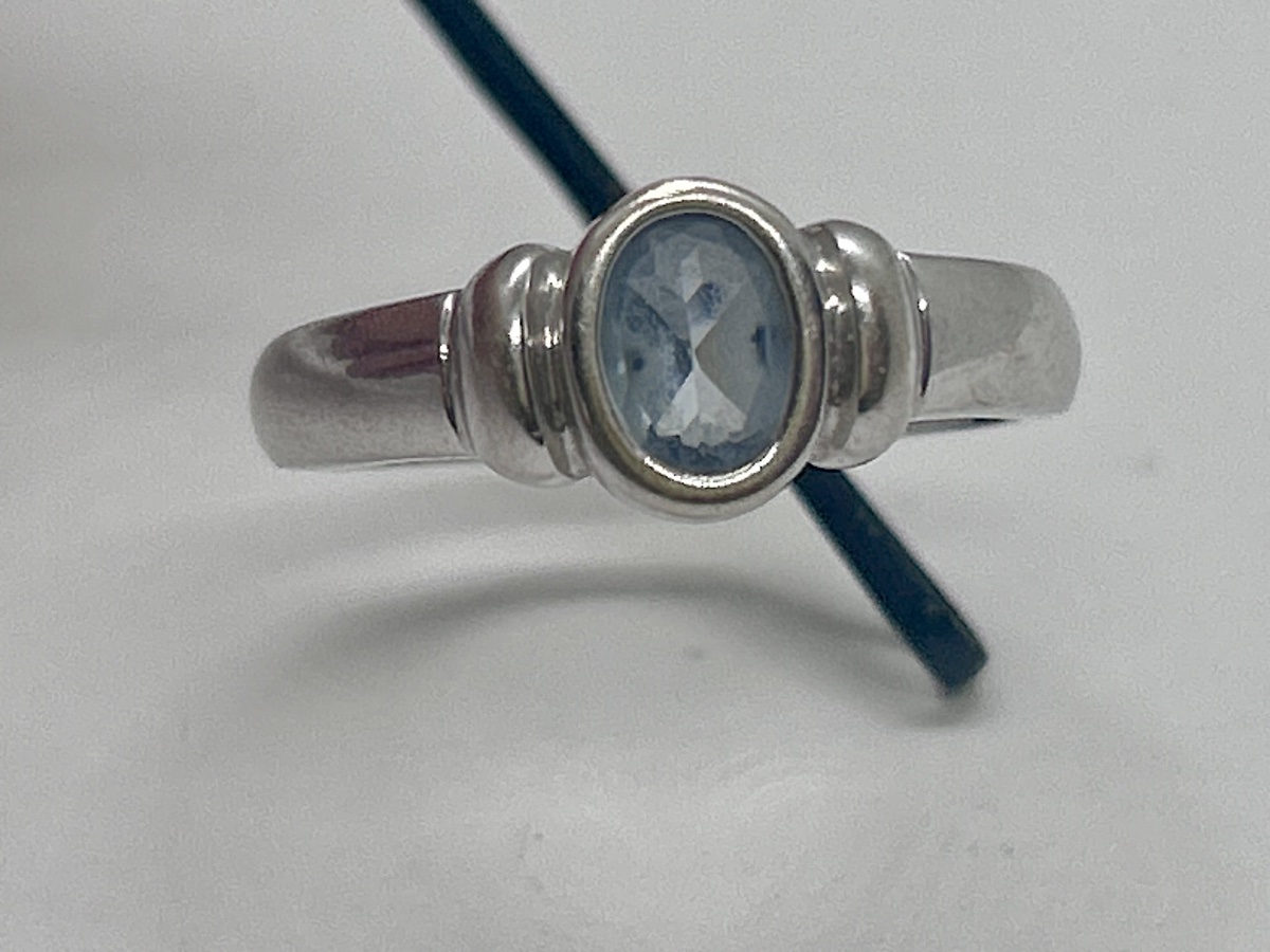 Bague en or blanc 18 carats et topaze bleue-photo-4