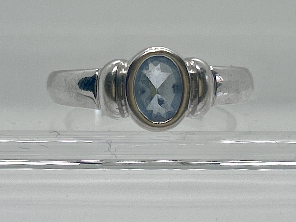 Bague en or blanc 18 carats et topaze bleue-photo-2