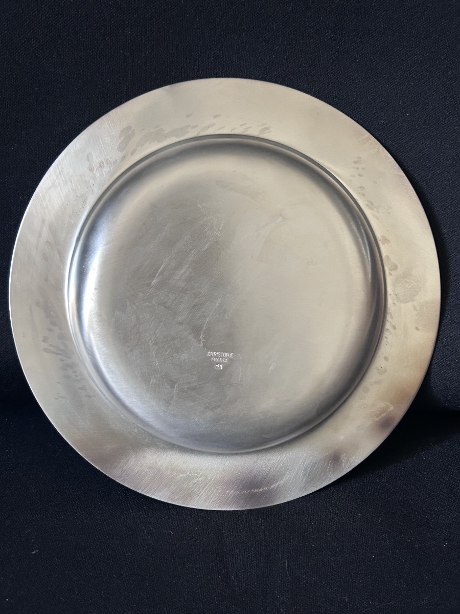 Christofle, assiette bébé modèle Cluny en métal argenté -photo-1
