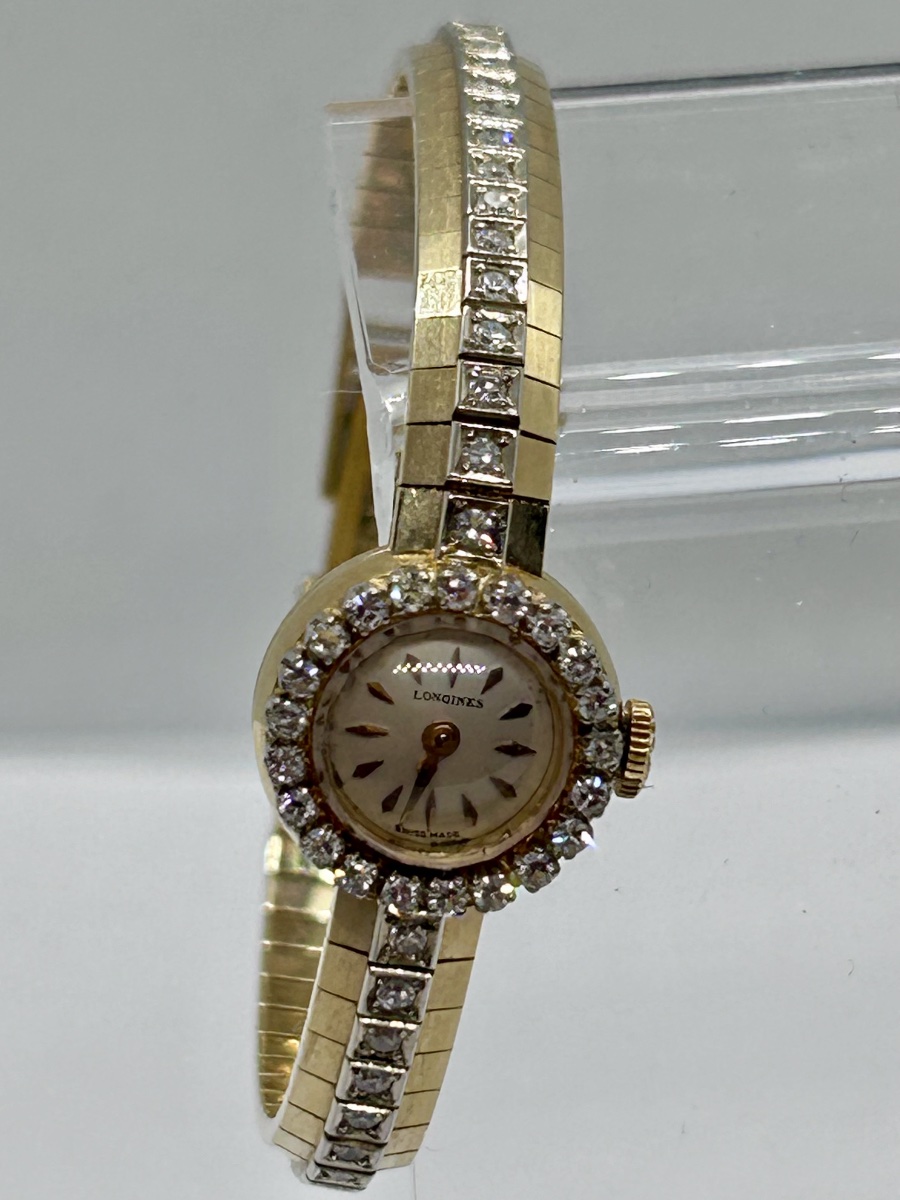 Longines, montre femme art déco en or 18k et brillants -photo-2