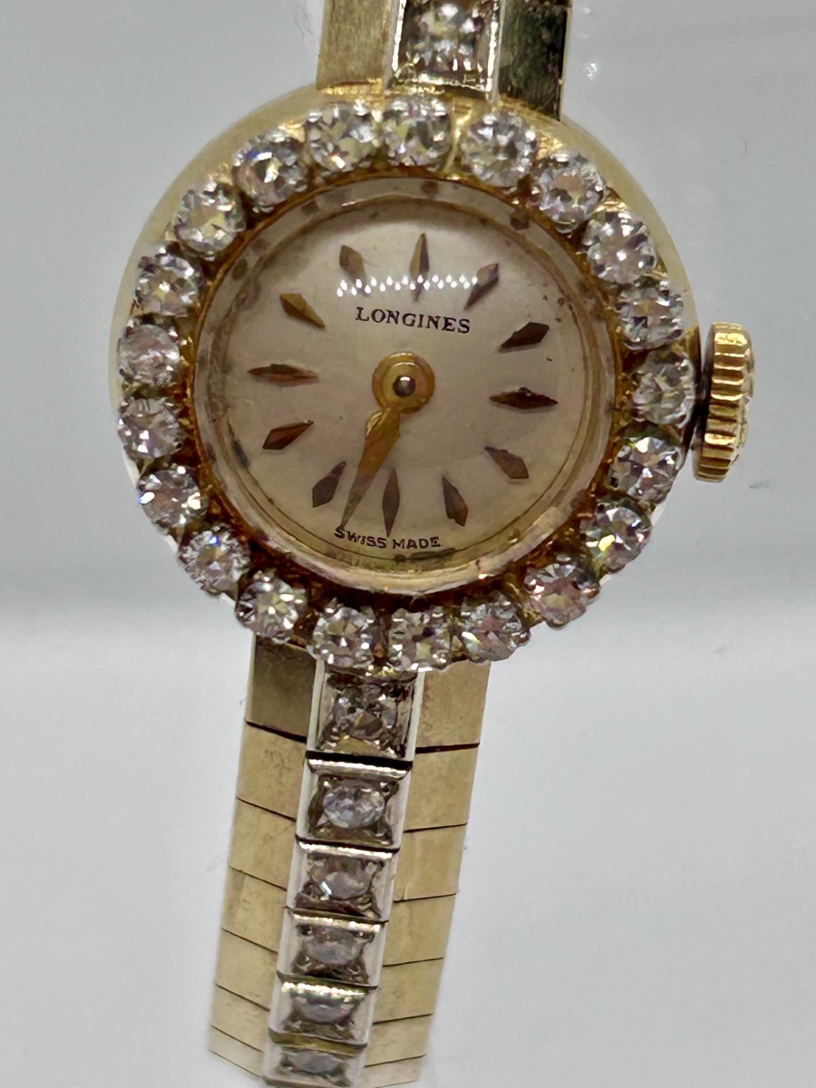 Longines, montre femme art déco en or 18k et brillants -photo-4