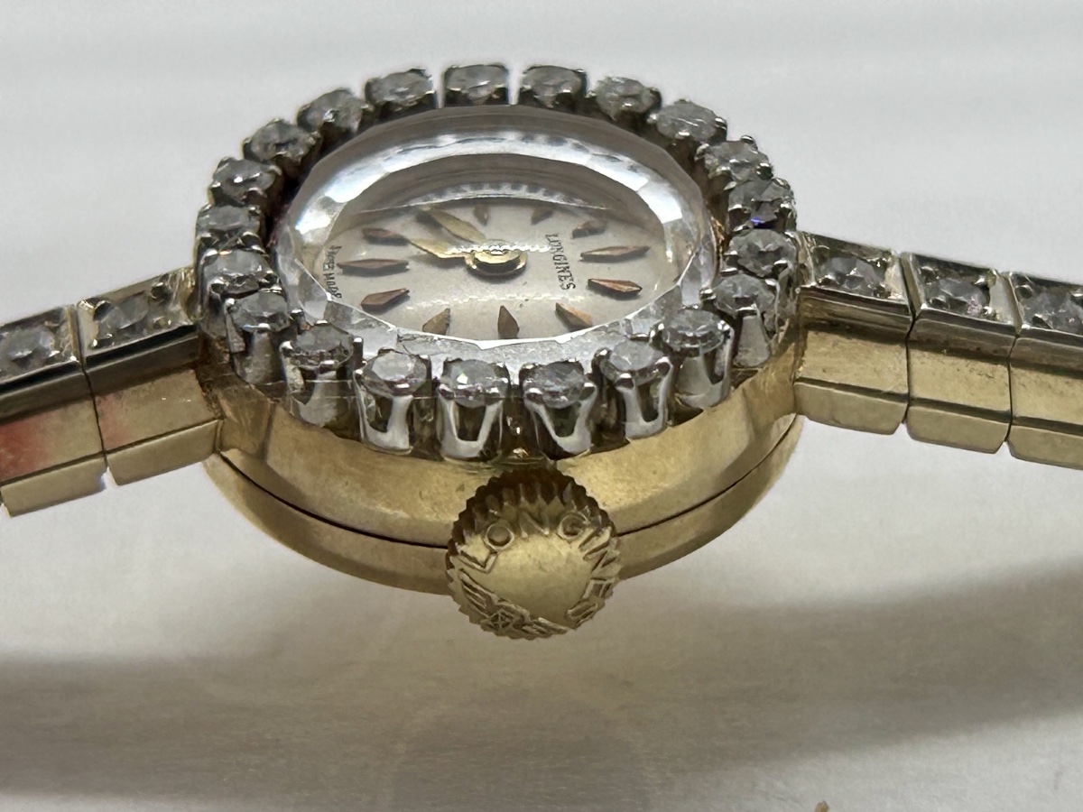 Longines, montre femme art déco en or 18k et brillants -photo-8
