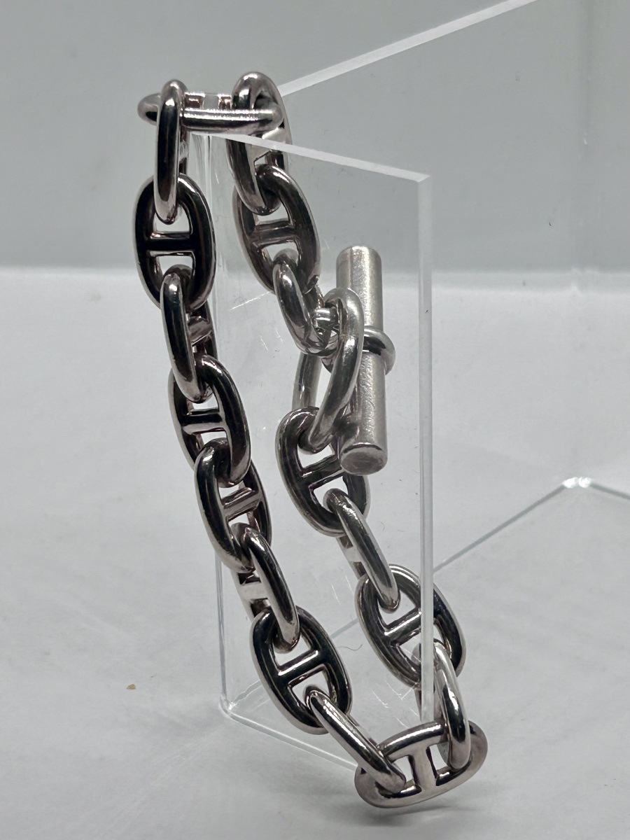 Hermès, bracelet maille « chaîne d’ancre » en argent massif