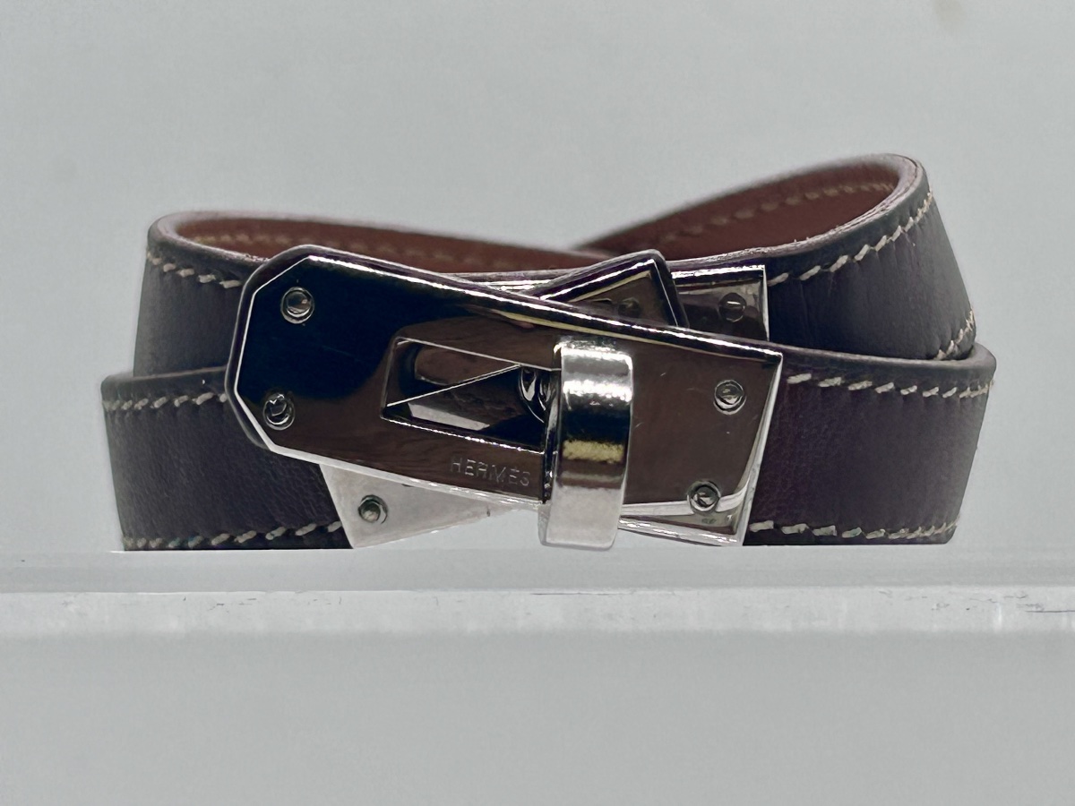 Hermès, bracelet Kelly double tour en cuir -photo-2