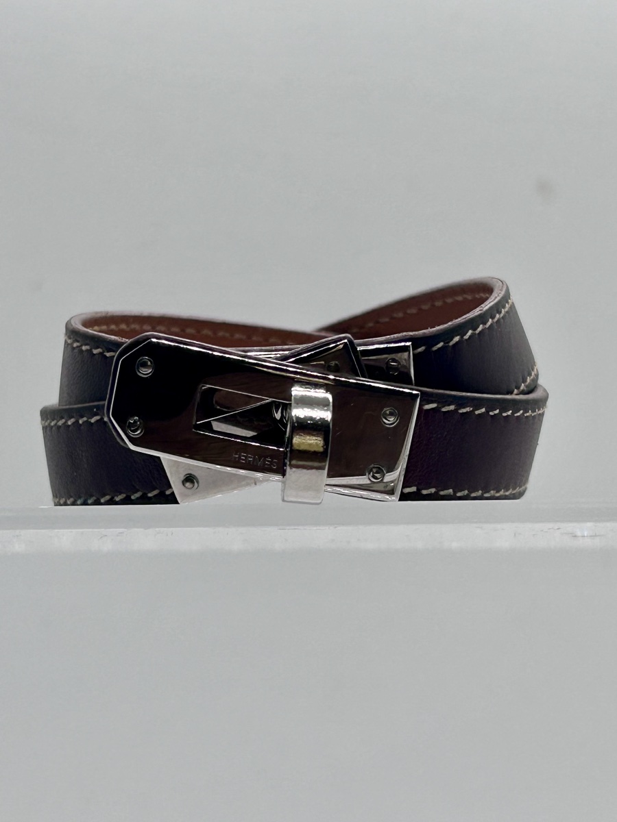 Hermès, bracelet Kelly double tour en cuir -photo-8
