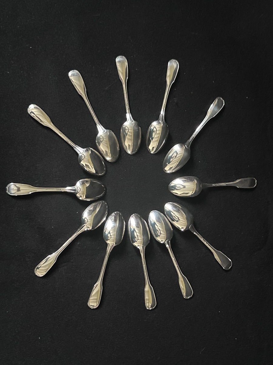 Christofle, Set Of 12 Versailles Mocha Spoons -photo-1