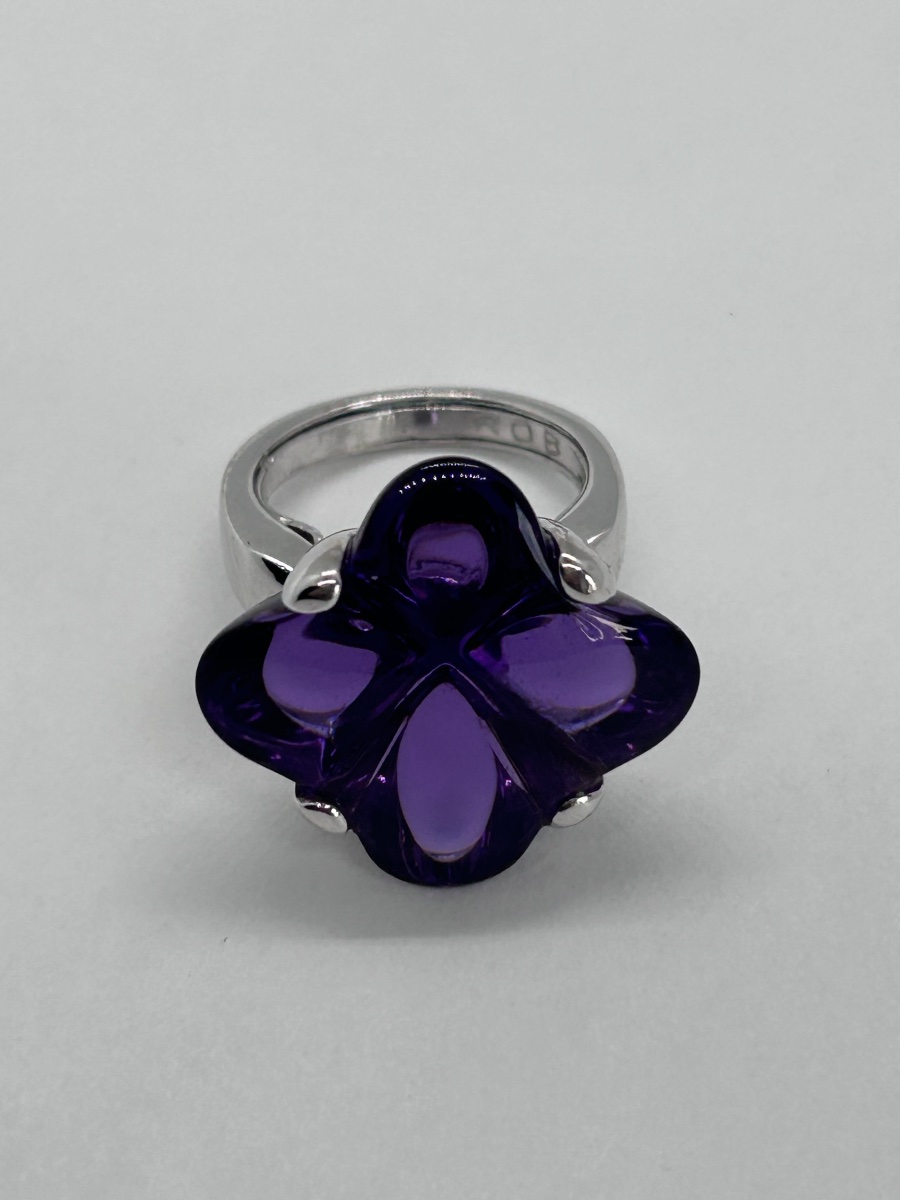 Baccarat, bague en cristal coloré et or blanc 18 carats-photo-2