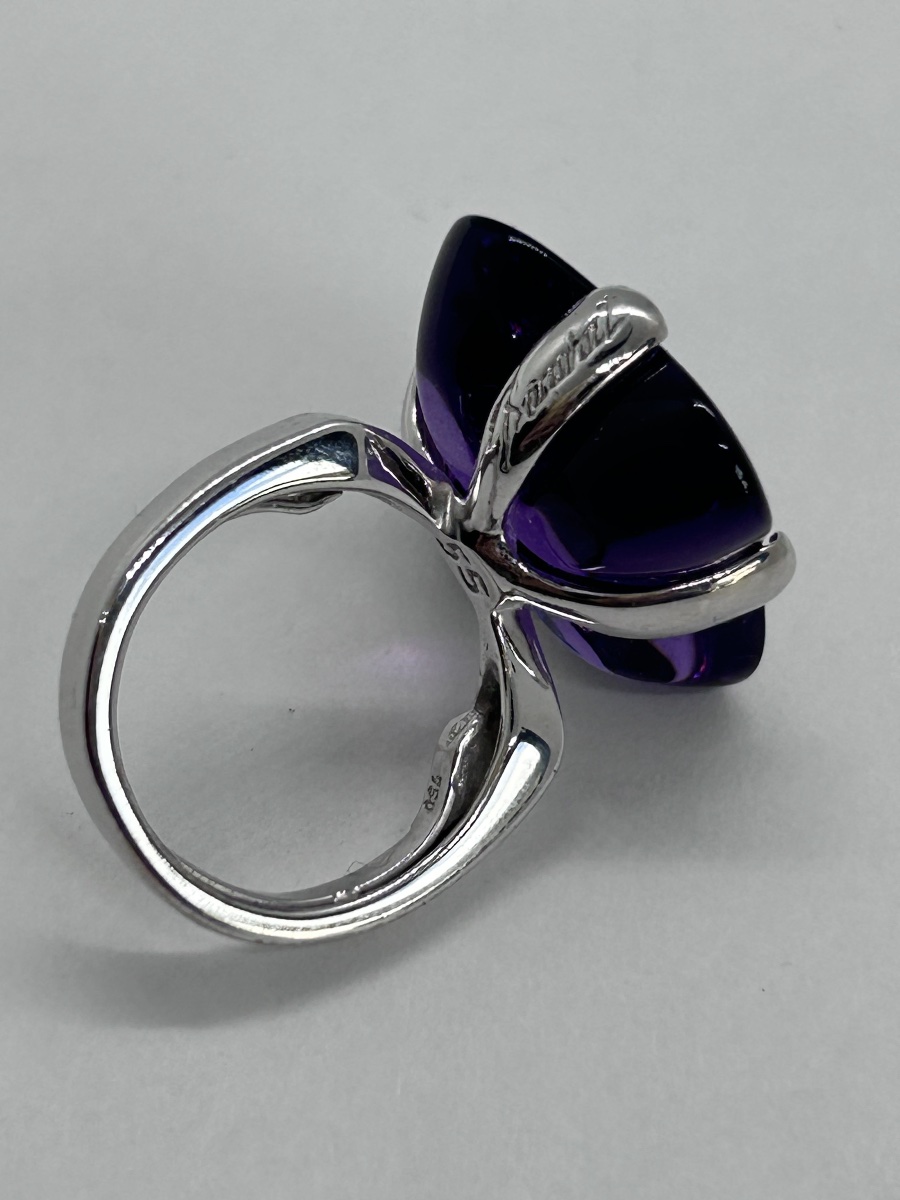Baccarat, bague en cristal coloré et or blanc 18 carats-photo-3