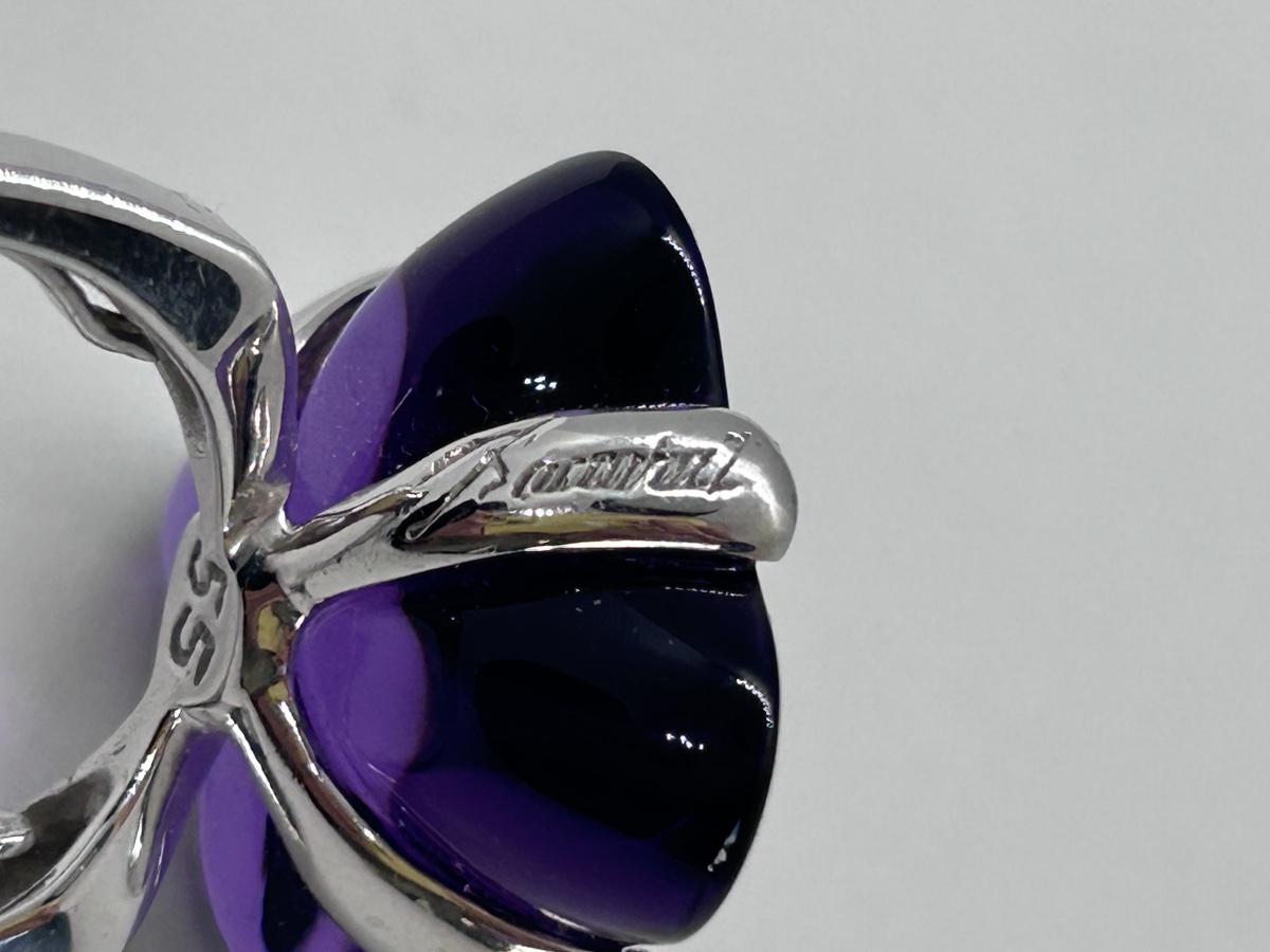 Baccarat, bague en cristal coloré et or blanc 18 carats-photo-1