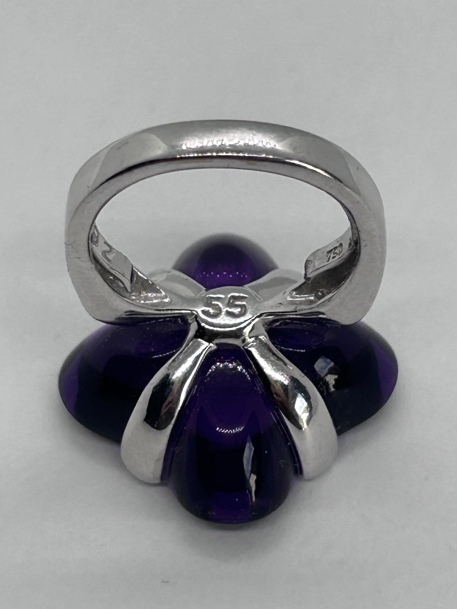 Baccarat, bague en cristal coloré et or blanc 18 carats-photo-2