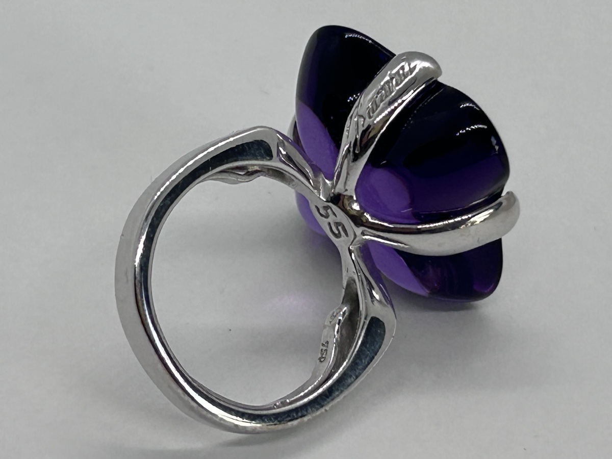 Baccarat, bague en cristal coloré et or blanc 18 carats-photo-3