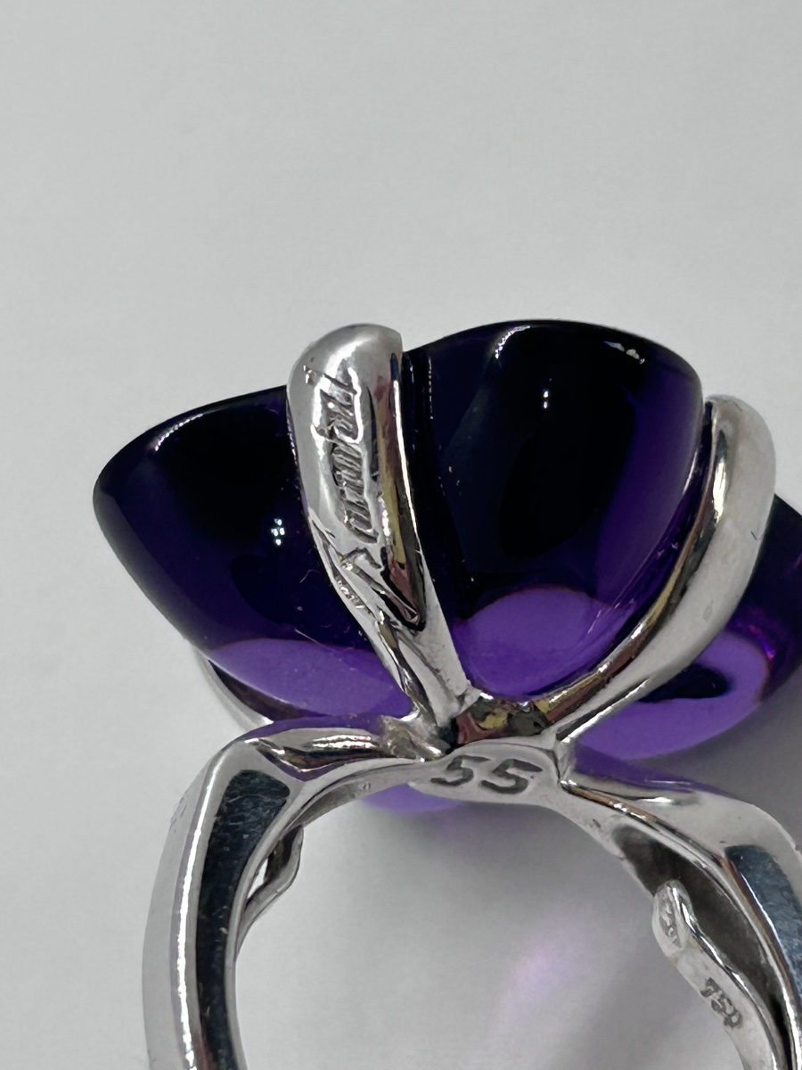 Baccarat, bague en cristal coloré et or blanc 18 carats-photo-4