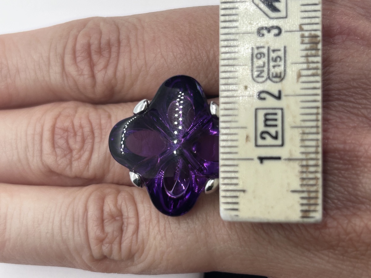 Baccarat, bague en cristal coloré et or blanc 18 carats-photo-6