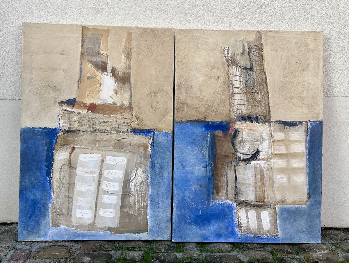 J. Marschal, diptyque technique mixte sur toile -photo-8