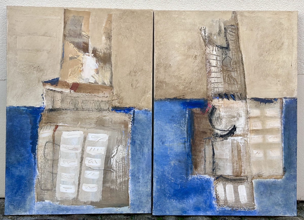 J. Marschal, diptyque technique mixte sur toile 