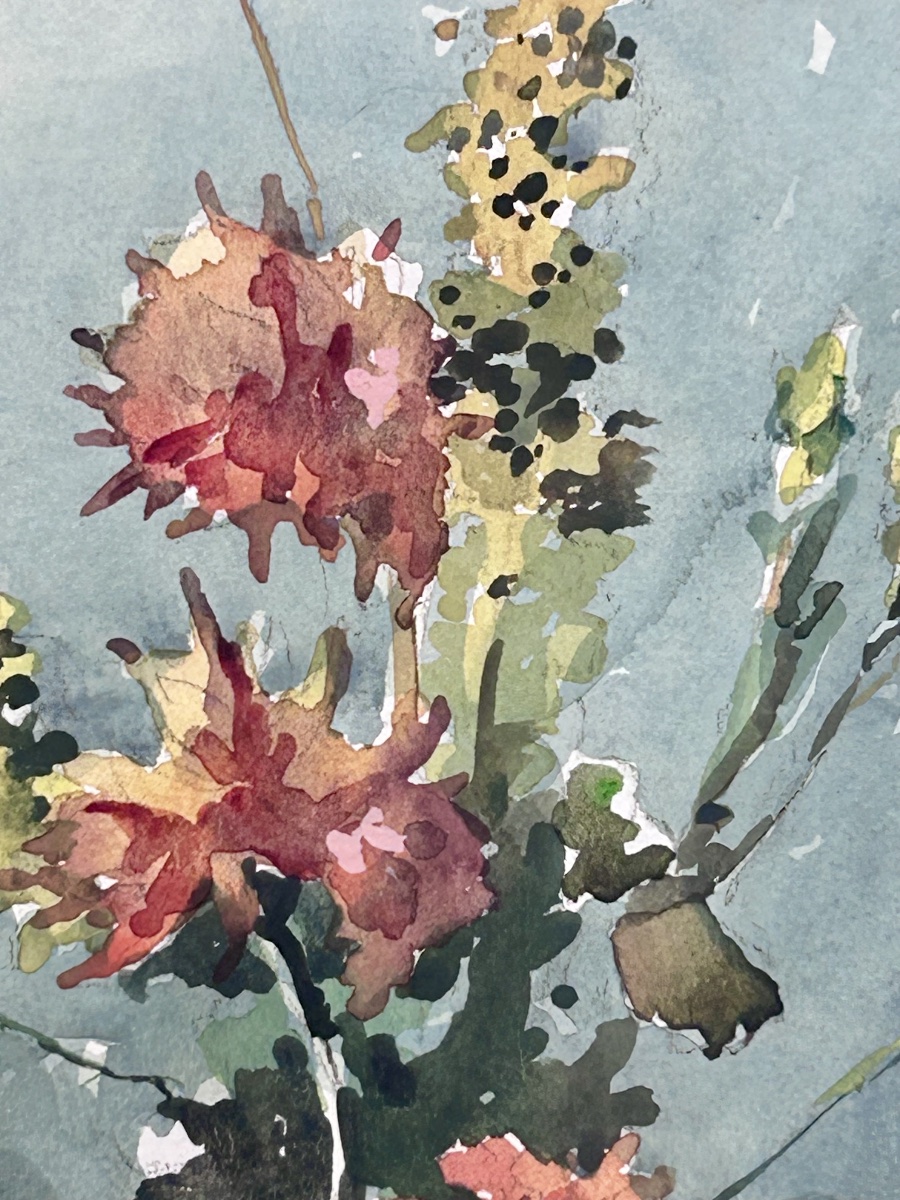 Mars Schmit, aquarelle sur papier bouquet de fleurs, artiste luxembourgeois -photo-1