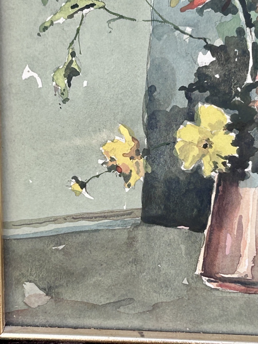 Mars Schmit, aquarelle sur papier bouquet de fleurs, artiste luxembourgeois -photo-4
