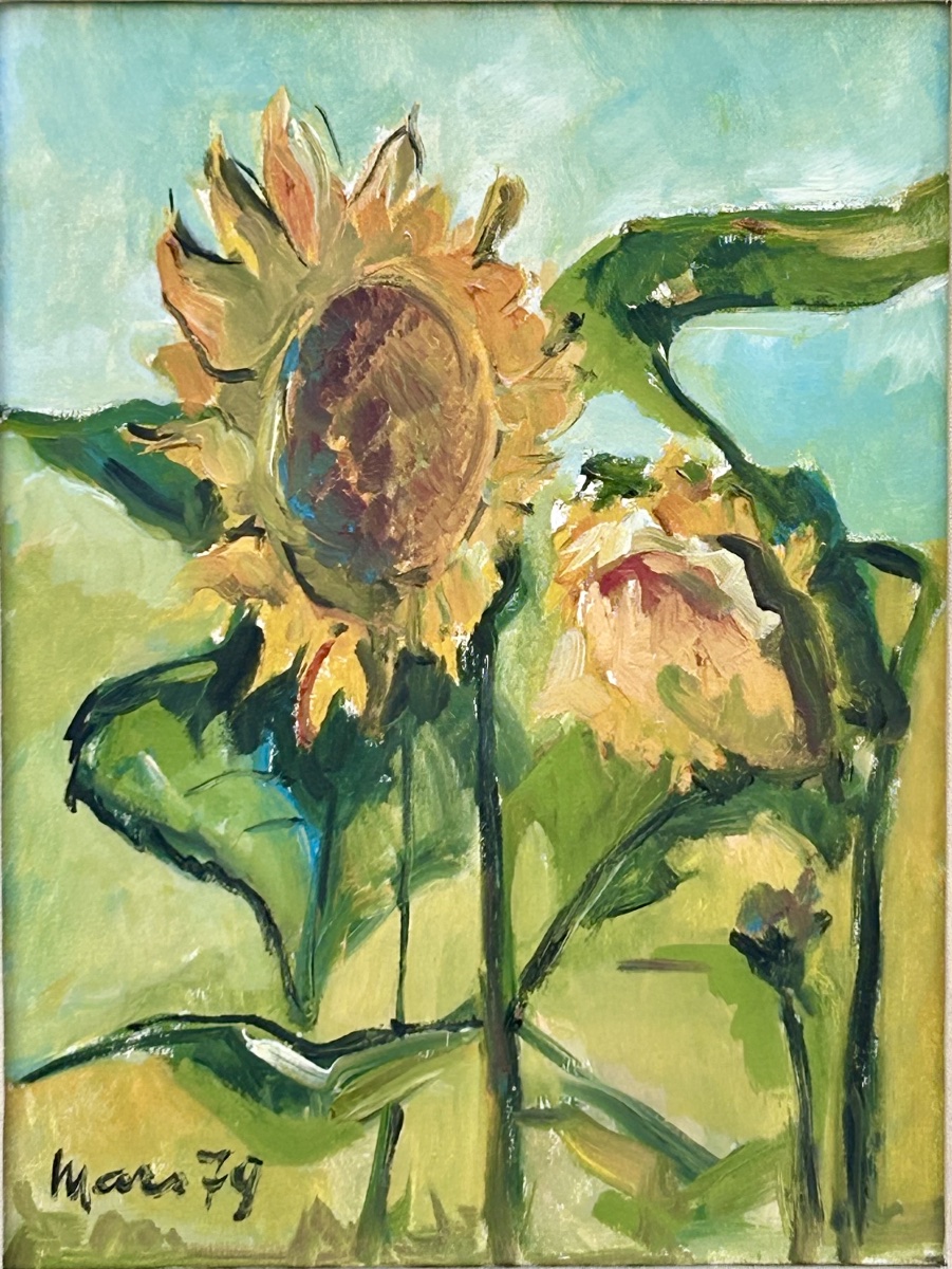 M. Schmit, huile sur toile tournesols artiste luxembourgeois -photo-3