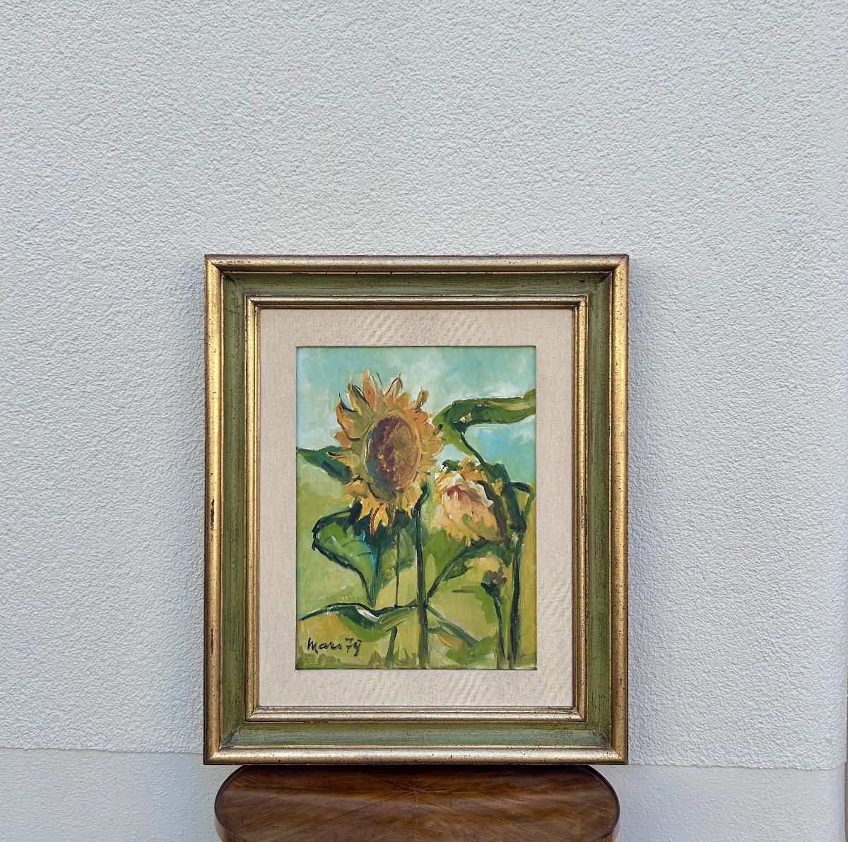 M. Schmit, huile sur toile tournesols artiste luxembourgeois -photo-1