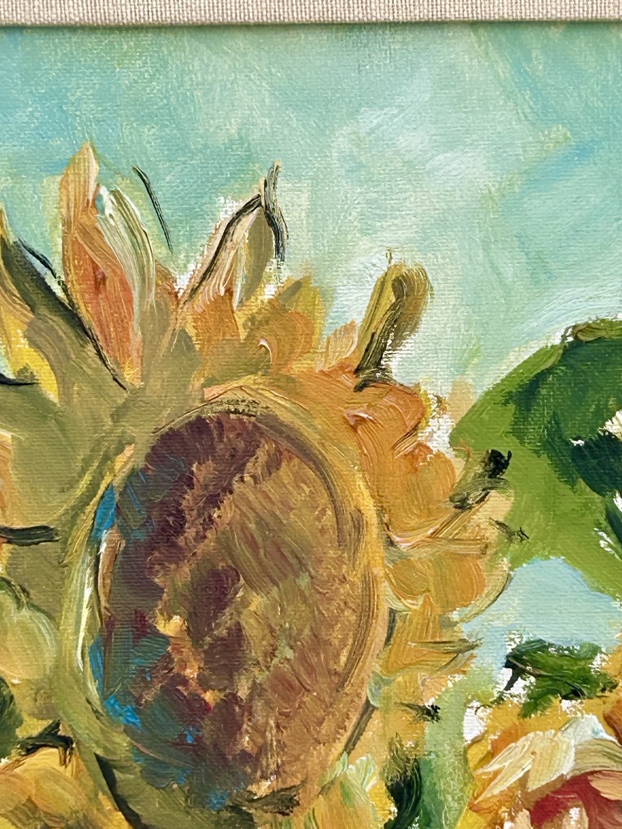 M. Schmit, huile sur toile tournesols artiste luxembourgeois -photo-2