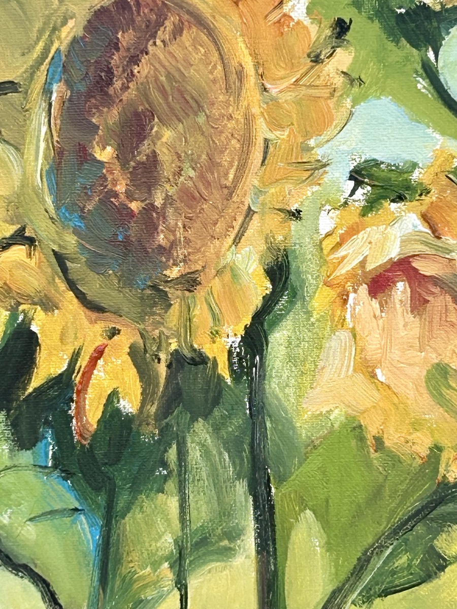 M. Schmit, huile sur toile tournesols artiste luxembourgeois -photo-3