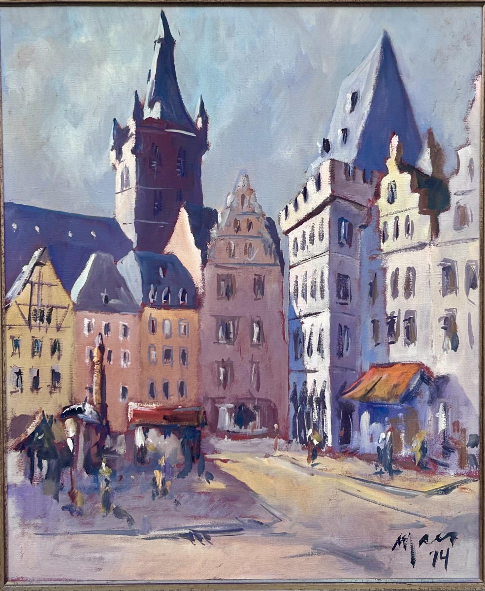 Mr. Schmit, Oil On Canvas, View Of Trier, Luxembourg Artist -photo-2