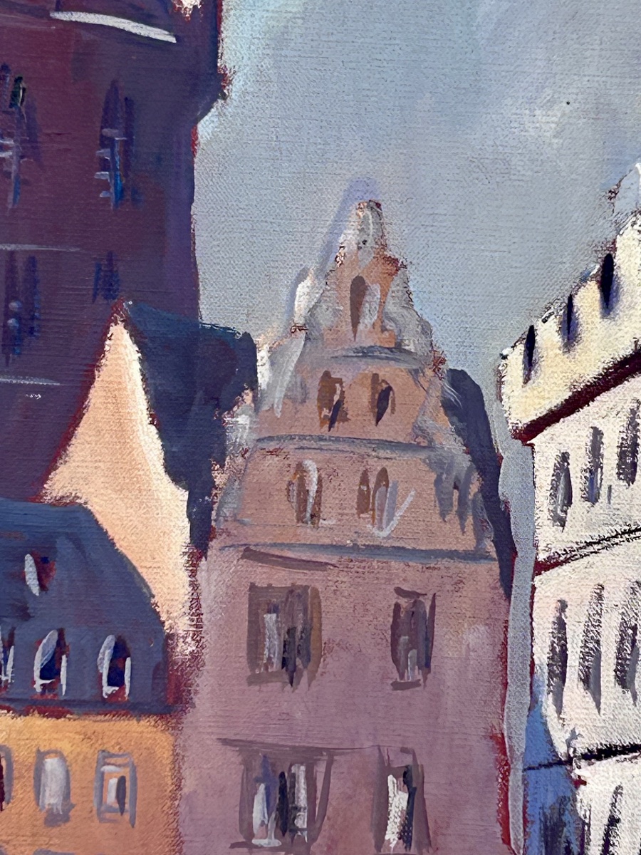 Mr. Schmit, Oil On Canvas, View Of Trier, Luxembourg Artist -photo-3