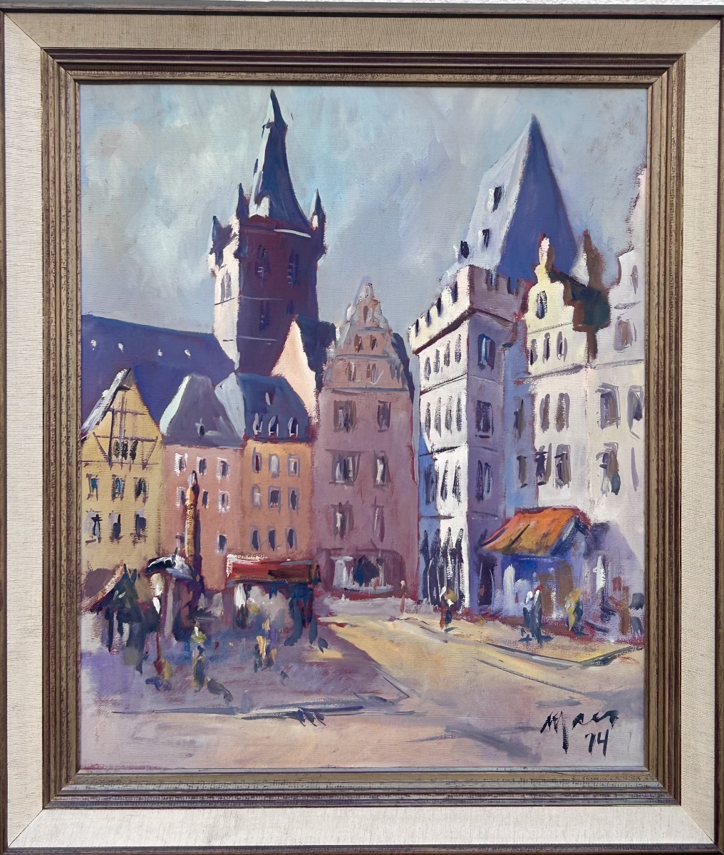 Mr. Schmit, Oil On Canvas, View Of Trier, Luxembourg Artist 
