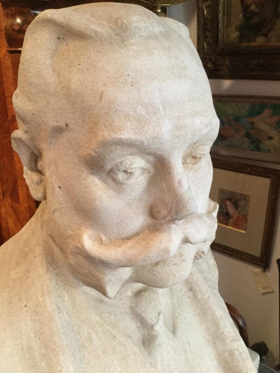 White Marble Bust Signed Hungarian Artist Teles-photo-2