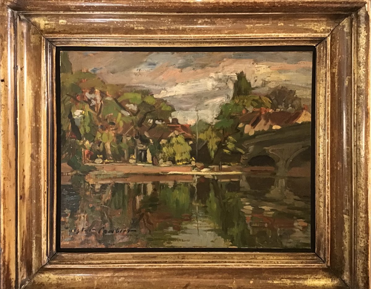 Oil On Cardboard "the Thames"