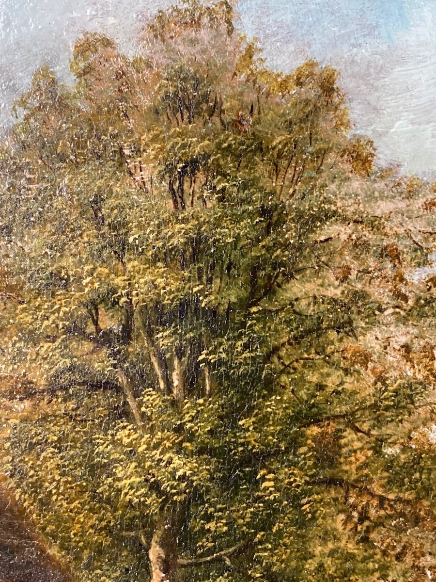 Koekkoek J. H. B. Tableau paysage huile sur bois-photo-1