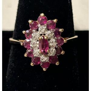 Bague or, rubis et diamants