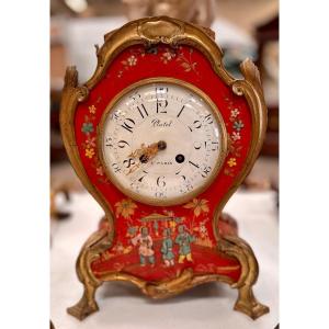 Platel Paris, Red Cartel Clock With Chinese Motifs