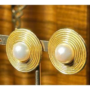 Pair Of Gold And Pearl Earrings