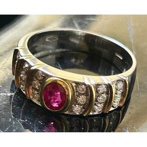 Gold Ring, Brilliants And Rubies