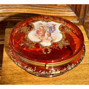 Bohemian Red Enameled Crystal Cookie Box